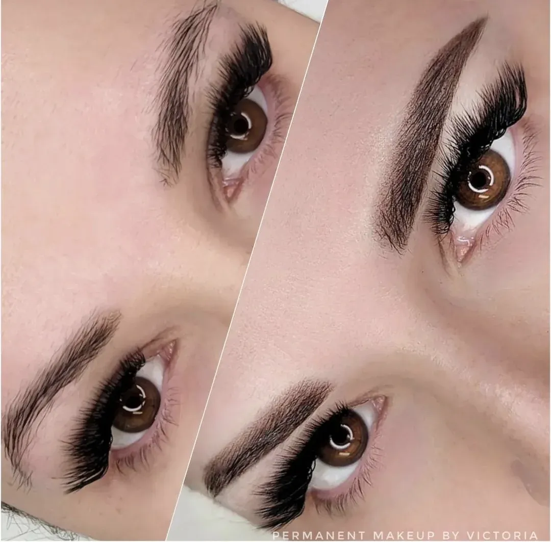 Powder brow result collage published by V Beauty Studio